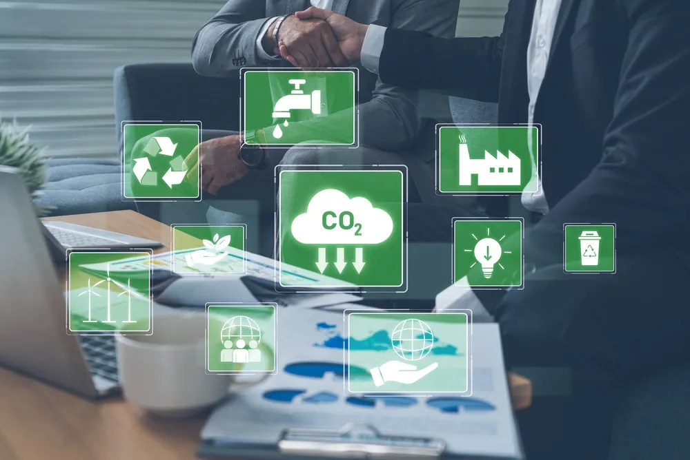 Business owners and directors reviewing ESG and compliance performance