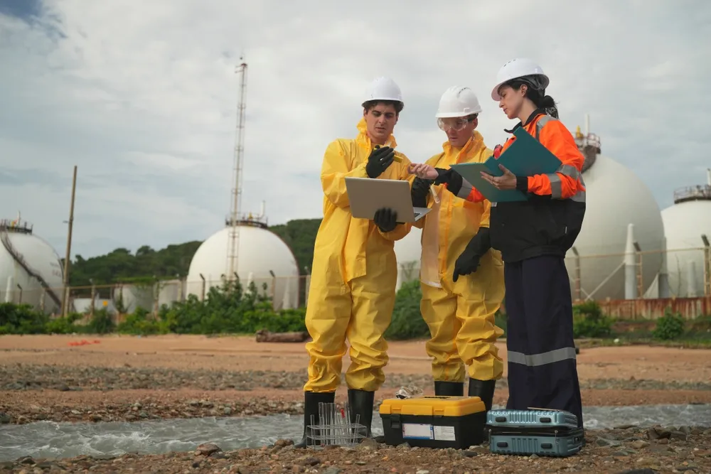 Environmental compliance and monitoring team on site