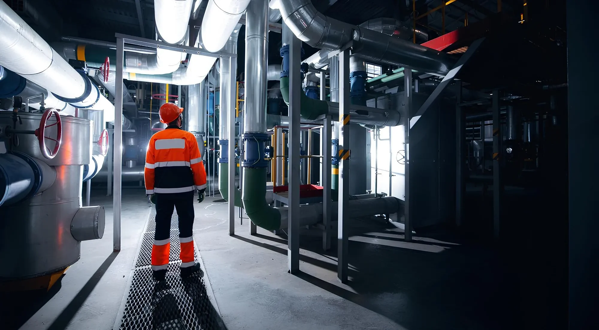 Plant and factory manager inspecting a production facility